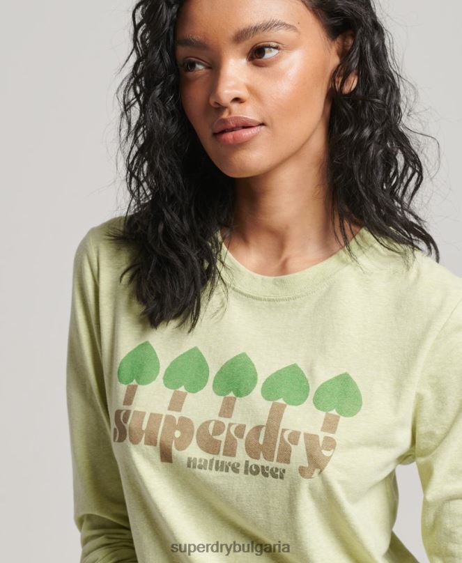 Superdry облекло N00H2987 зелено Жени Винтидж горнище с носталгия с дълъг ръкав