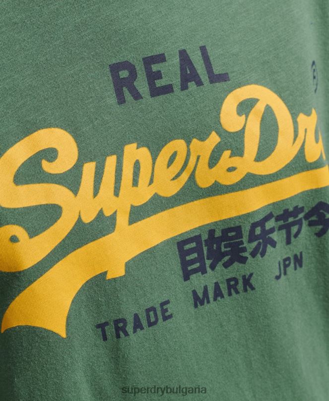 Superdry облекло N00H3045 зелено Жени горнище с дълъг ръкав с ретро лого и наследство