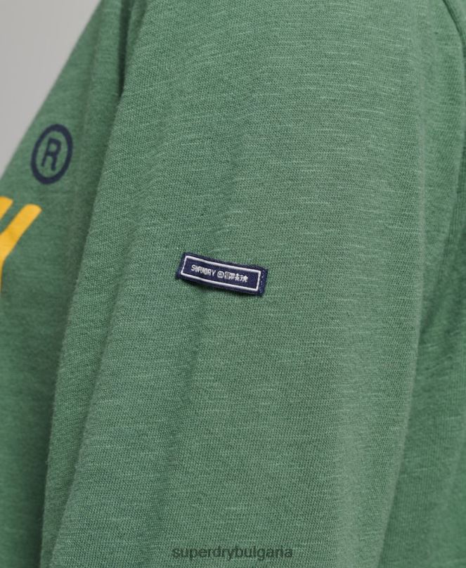 Superdry облекло N00H3045 зелено Жени горнище с дълъг ръкав с ретро лого и наследство