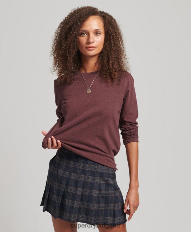 Superdry облекло N00H3061 червен Жени горнище с дълъг ръкав с основно лого от органичен памук