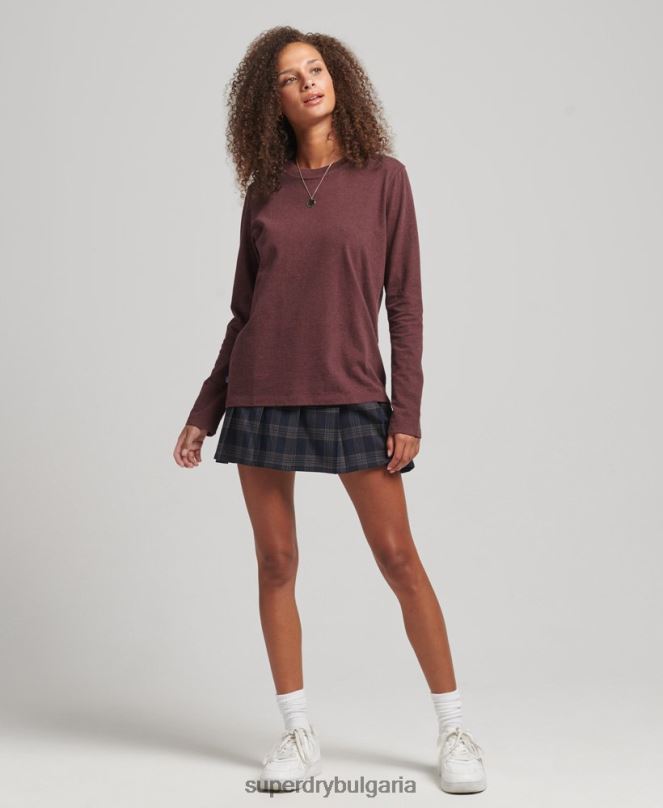 Superdry облекло N00H3061 червен Жени горнище с дълъг ръкав с основно лого от органичен памук