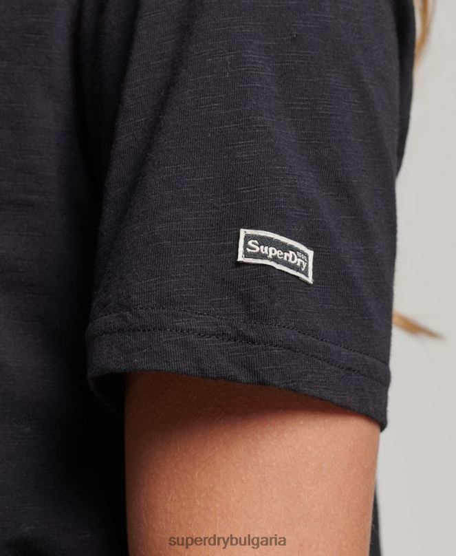 Superdry облекло N00H6185 черен Жени тениска с украсено графично лого