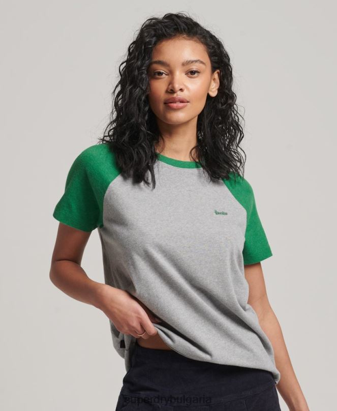 Superdry облекло N00H6186 зелено Жени ретро бейзболна тениска от органичен памук