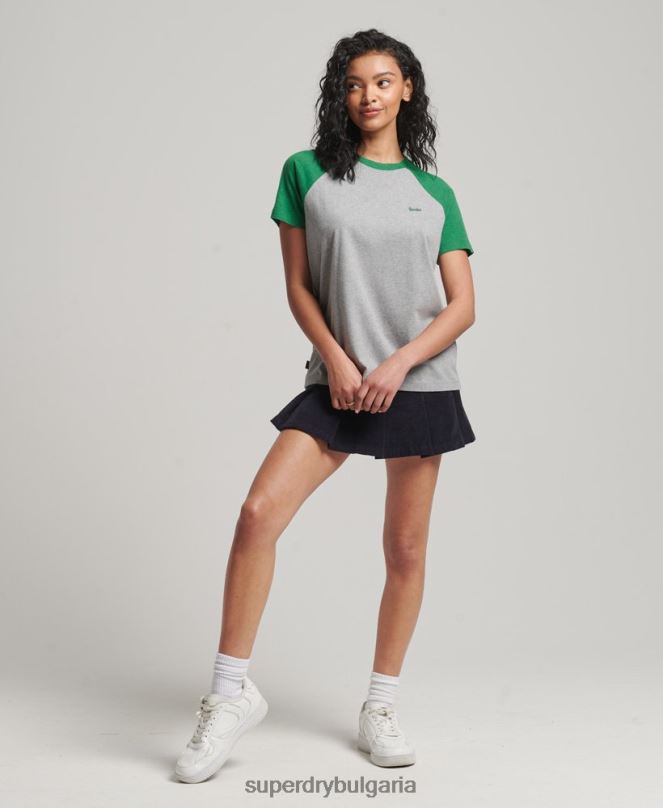 Superdry облекло N00H6186 зелено Жени ретро бейзболна тениска от органичен памук