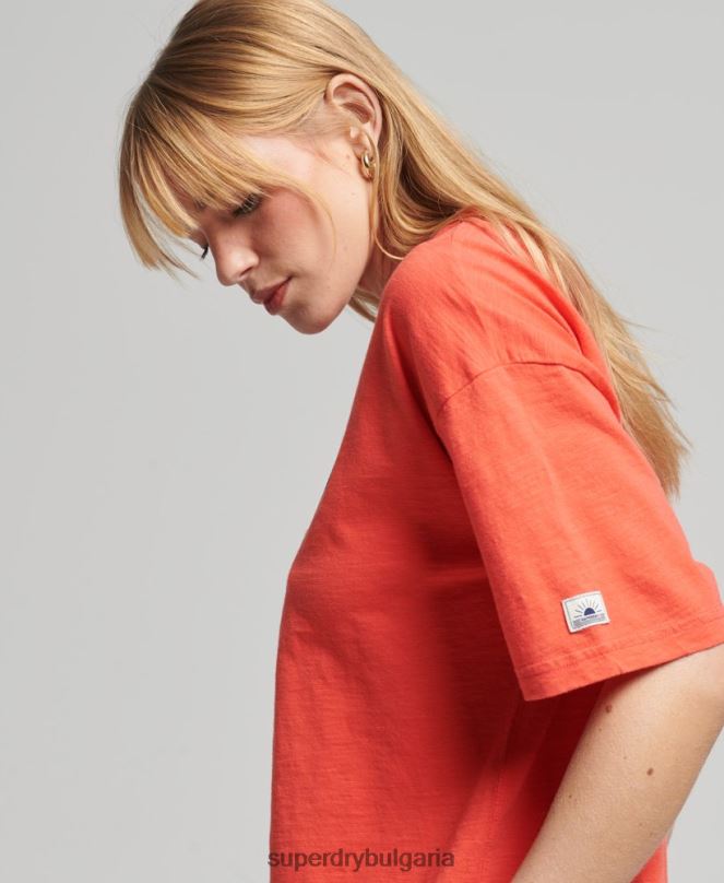 Superdry облекло N00H6189 оранжево Жени ретро тениска с кали райе