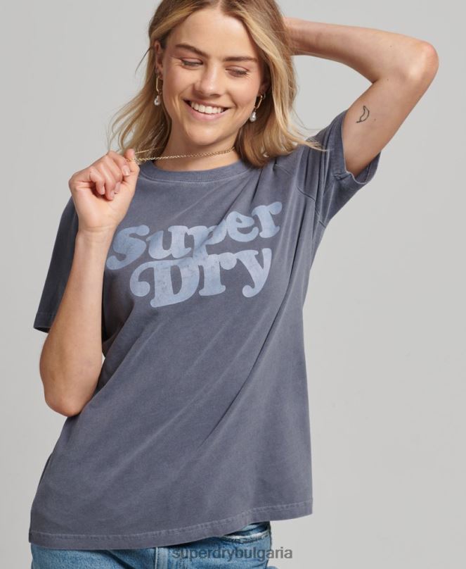Superdry облекло N00H6190 военноморски флот Жени тениска с лого на Cooper Classic от 70-те