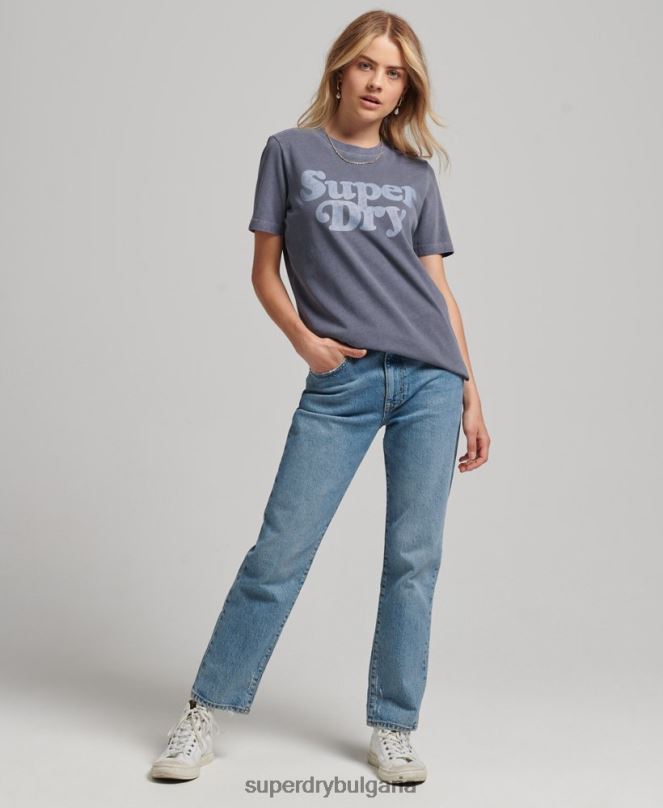 Superdry облекло N00H6190 военноморски флот Жени тениска с лого на Cooper Classic от 70-те