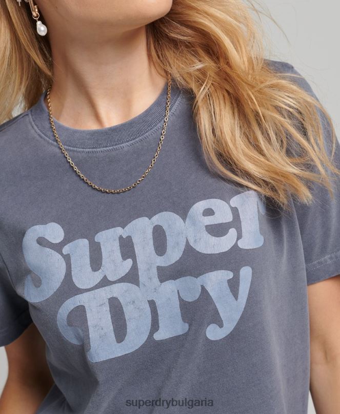 Superdry облекло N00H6190 военноморски флот Жени тениска с лого на Cooper Classic от 70-те