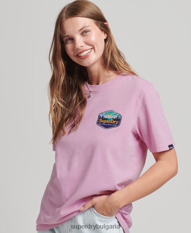 Superdry облекло N00H6192 розово Жени тениска за пътуване