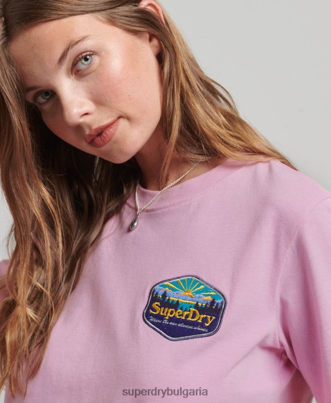 Superdry облекло N00H6192 розово Жени тениска за пътуване