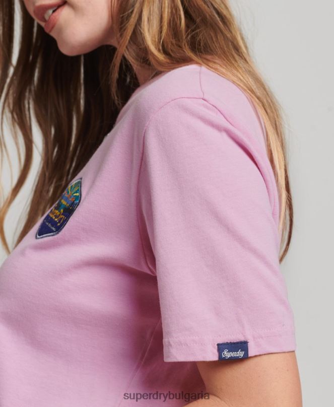 Superdry облекло N00H6192 розово Жени тениска за пътуване