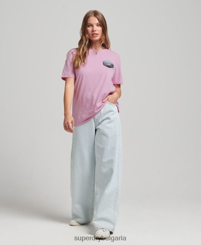 Superdry облекло N00H6192 розово Жени тениска за пътуване