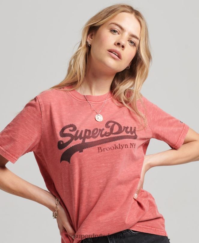 Superdry облекло N00H6193 червен Жени тениска с украсено графично лого