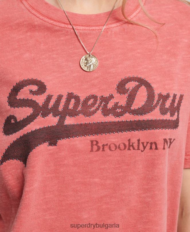 Superdry облекло N00H6193 червен Жени тениска с украсено графично лого