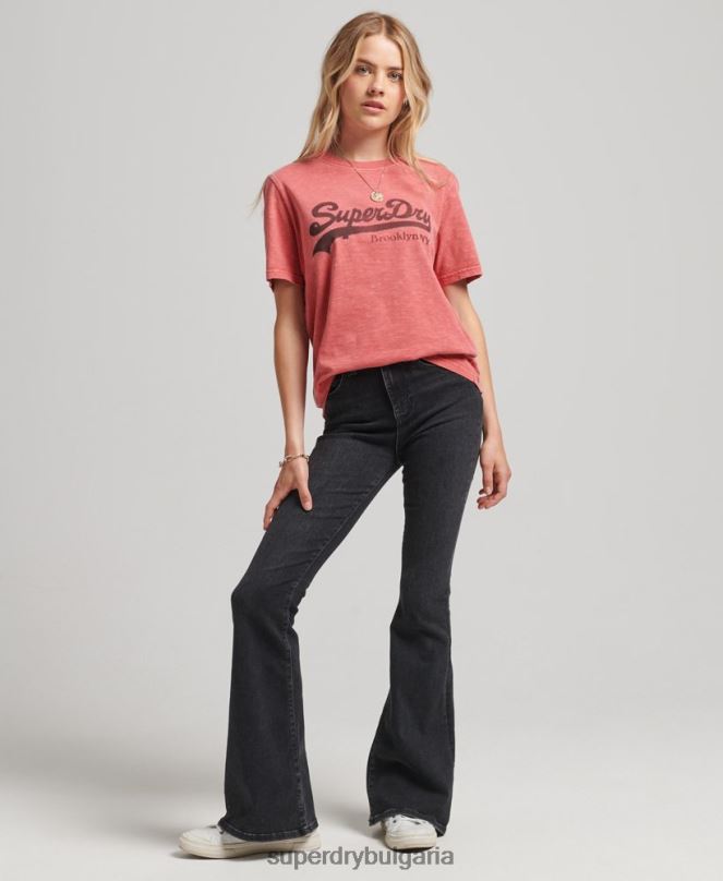 Superdry облекло N00H6193 червен Жени тениска с украсено графично лого