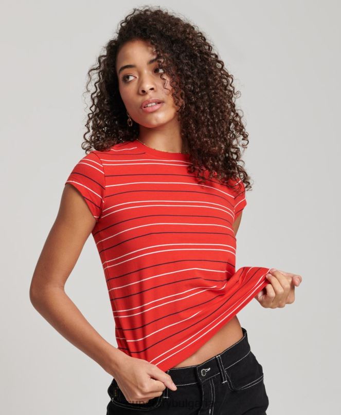 Superdry облекло N00H6195 червен Жени ретро изрязана тениска