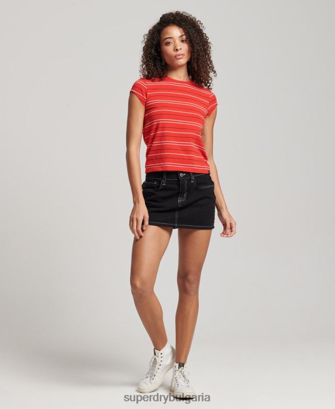 Superdry облекло N00H6195 червен Жени ретро изрязана тениска