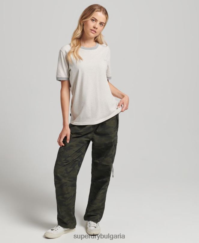 Superdry облекло N00H6196 светло сив Жени ретро тениска с лого от органичен памук