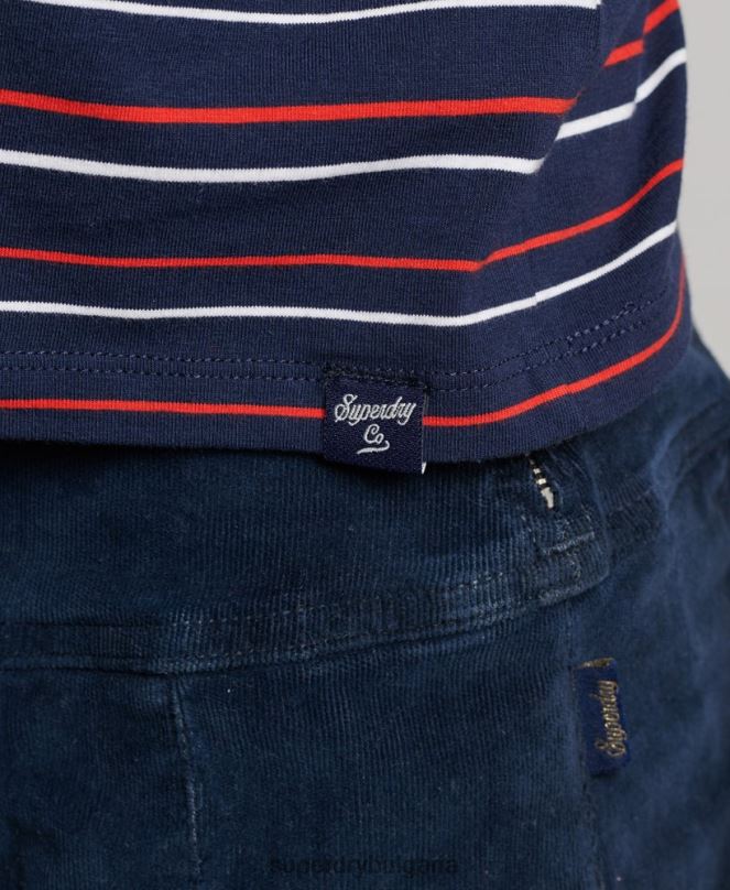Superdry облекло N00H6197 военноморски флот Жени ретро изрязана тениска