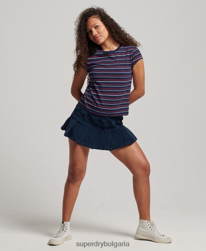 Superdry облекло N00H6197 военноморски флот Жени ретро изрязана тениска