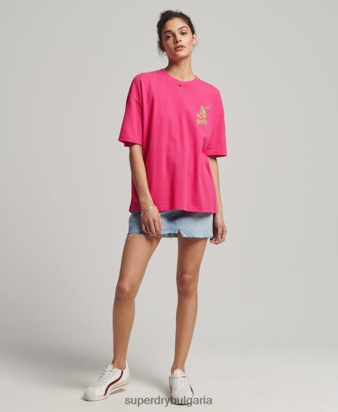 Superdry облекло N00H6198 розово Жени реколта кали тениска