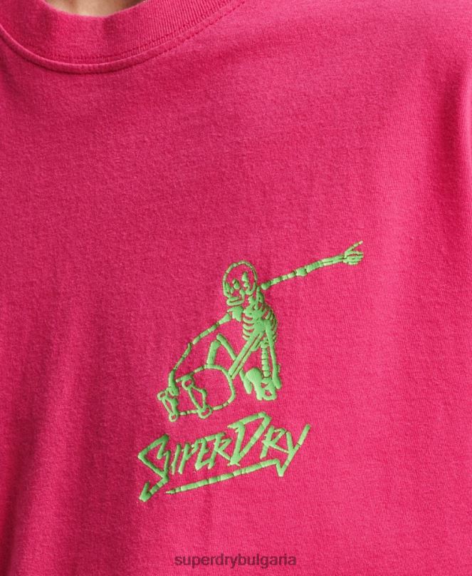 Superdry облекло N00H6198 розово Жени реколта кали тениска