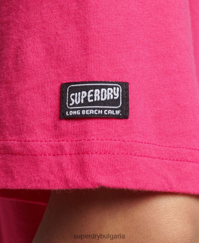 Superdry облекло N00H6198 розово Жени реколта кали тениска