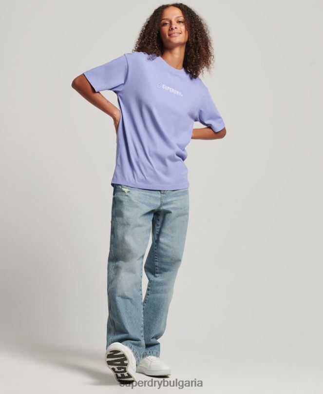 Superdry облекло N00H6199 лилаво Жени широка тениска с апликация на лого