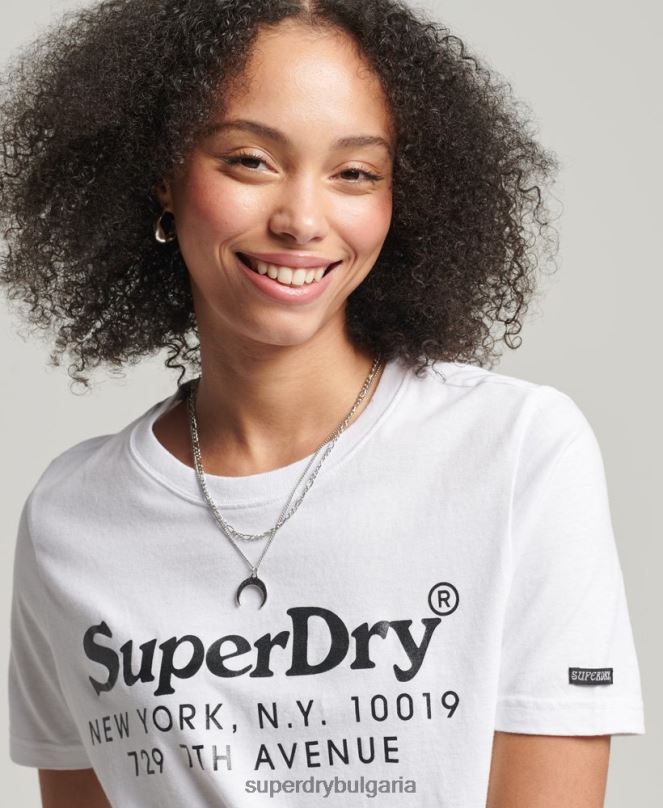 Superdry облекло N00H6202 бяло Жени ретро тениска с интересни места