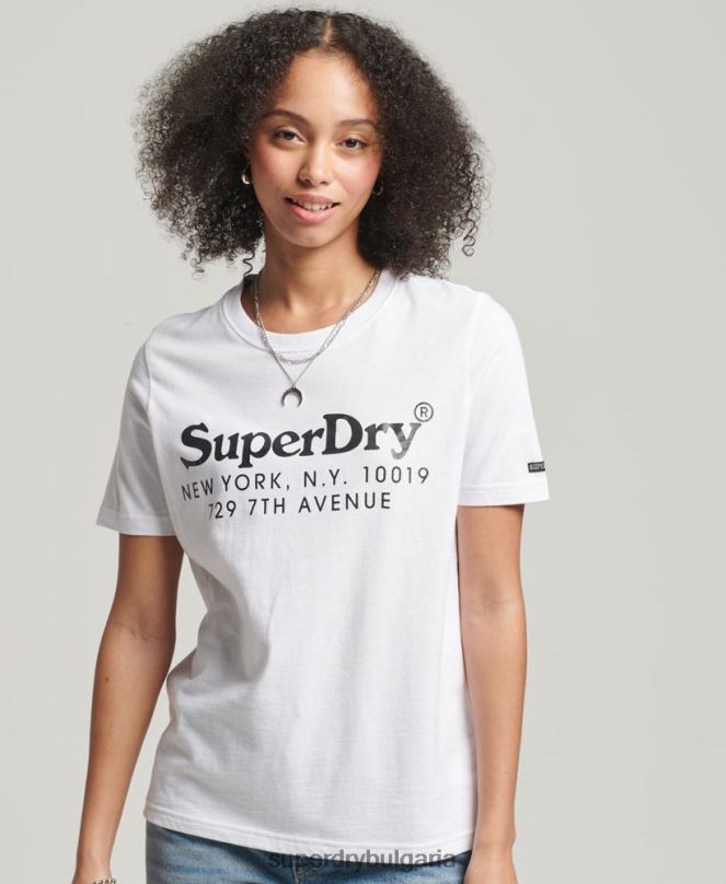 Superdry облекло N00H6202 бяло Жени ретро тениска с интересни места