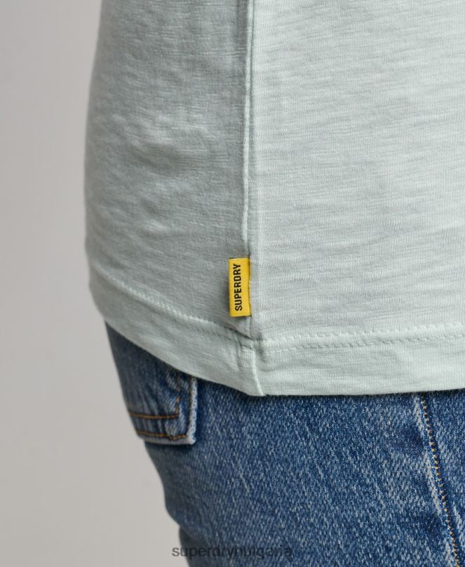 Superdry облекло N00H6206 зелено Жени тениска с v-образно деколте от органичен памук