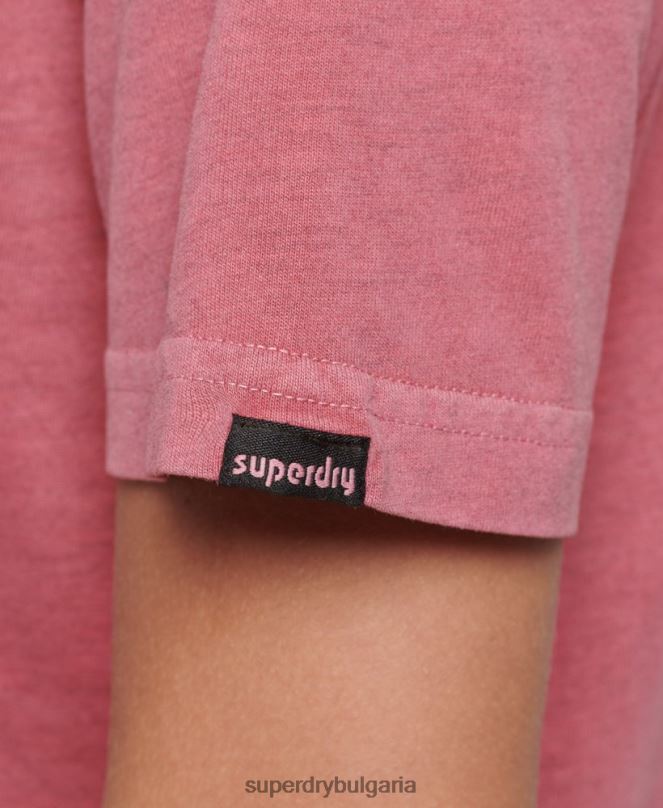 Superdry облекло N00H6210 розово Жени Тениска с теренна графика от 90-те