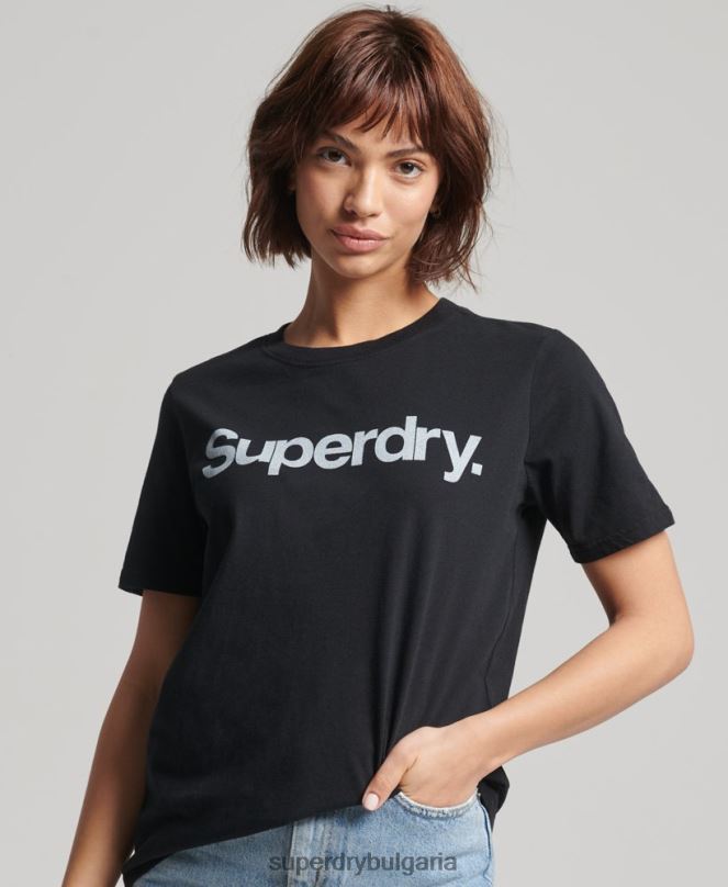 Superdry облекло N00H6211 черен Жени тениска с основно лого