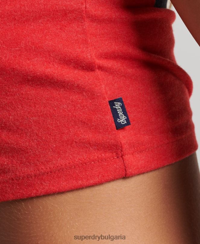 Superdry облекло N00H6214 червен Жени изрязана тениска с графика на колежа