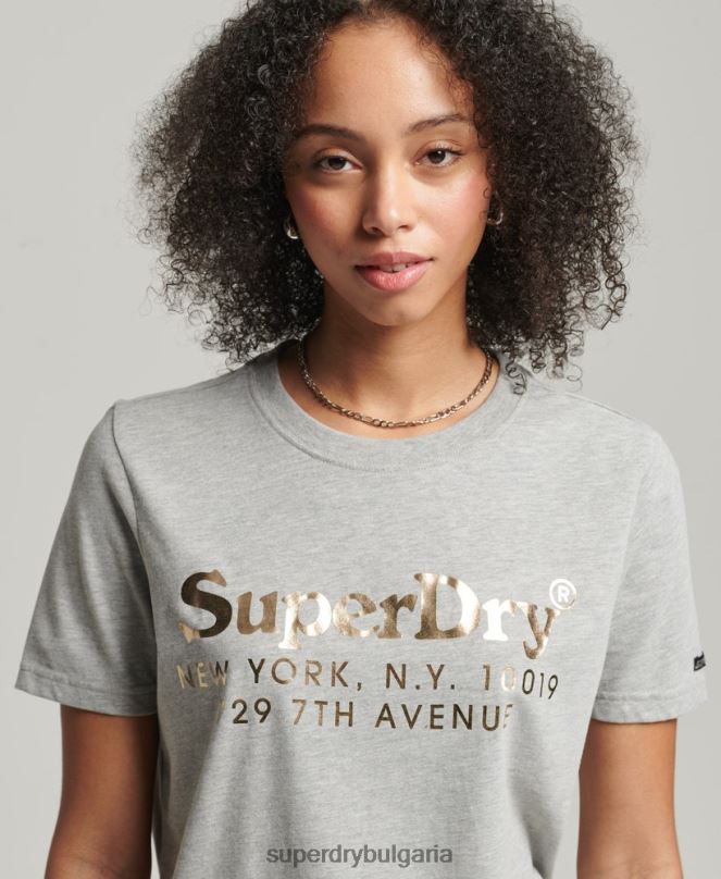 Superdry облекло N00H6215 сиво Жени ретро тениска с интересни места