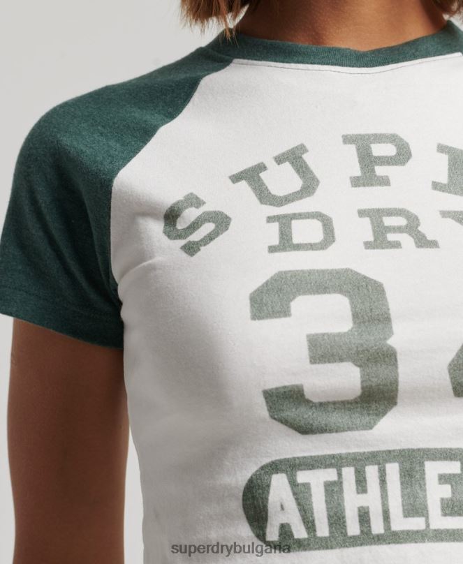 Superdry облекло N00H6216 бяло Жени изрязана тениска с графика на колежа