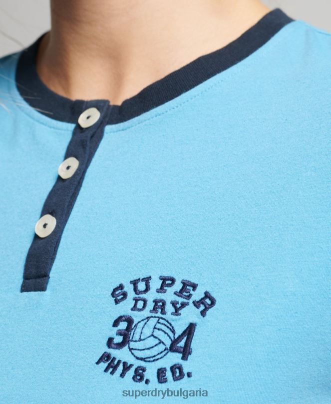 Superdry облекло N00H6218 светло синьо Жени мъничка тениска тип ретро ringer