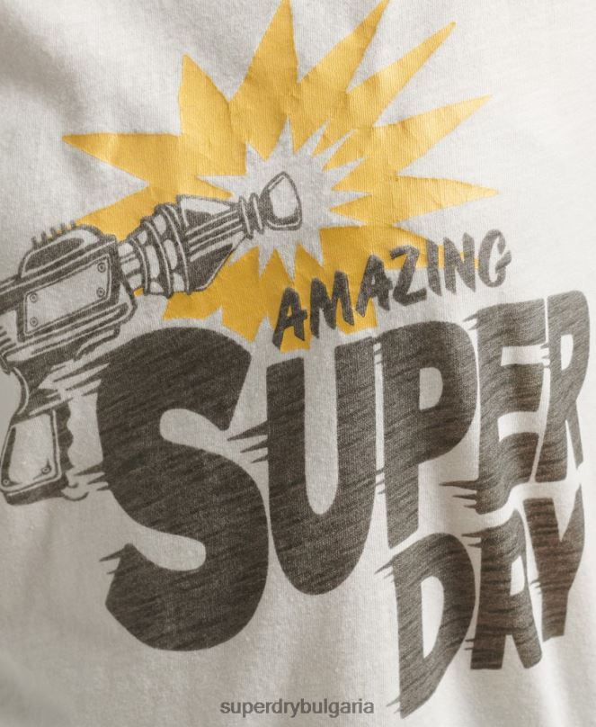Superdry облекло N00H6221 сметана Жени ретро инди тениска