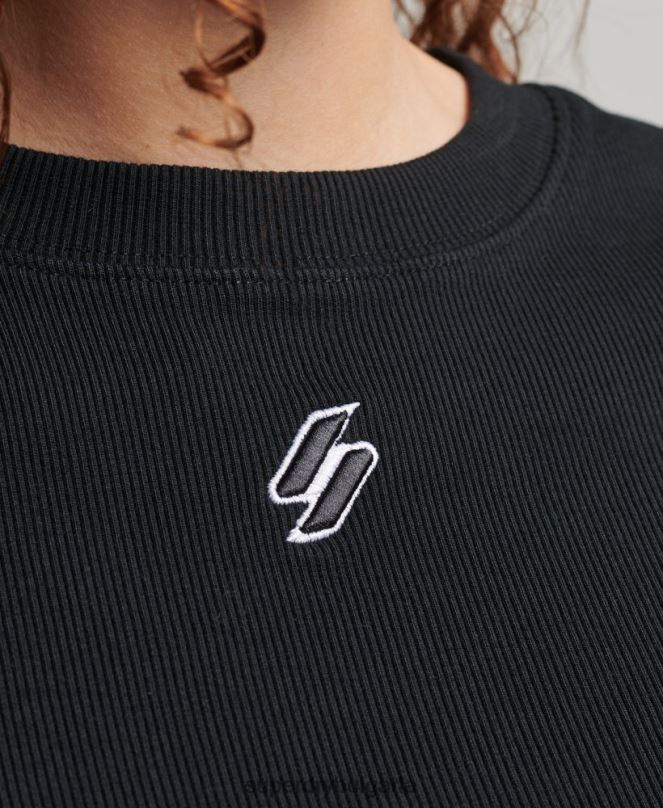 Superdry облекло N00H6222 черен Жени вталена тениска от органичен памук