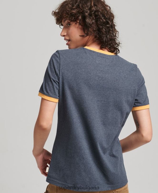 Superdry облекло N00H6224 военноморски флот Жени рециклирана тениска на звънене