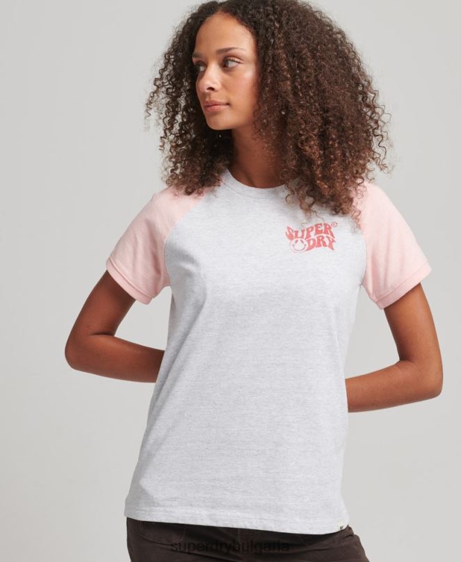 Superdry облекло N00H6225 сиво Жени рециклирана реглан тениска