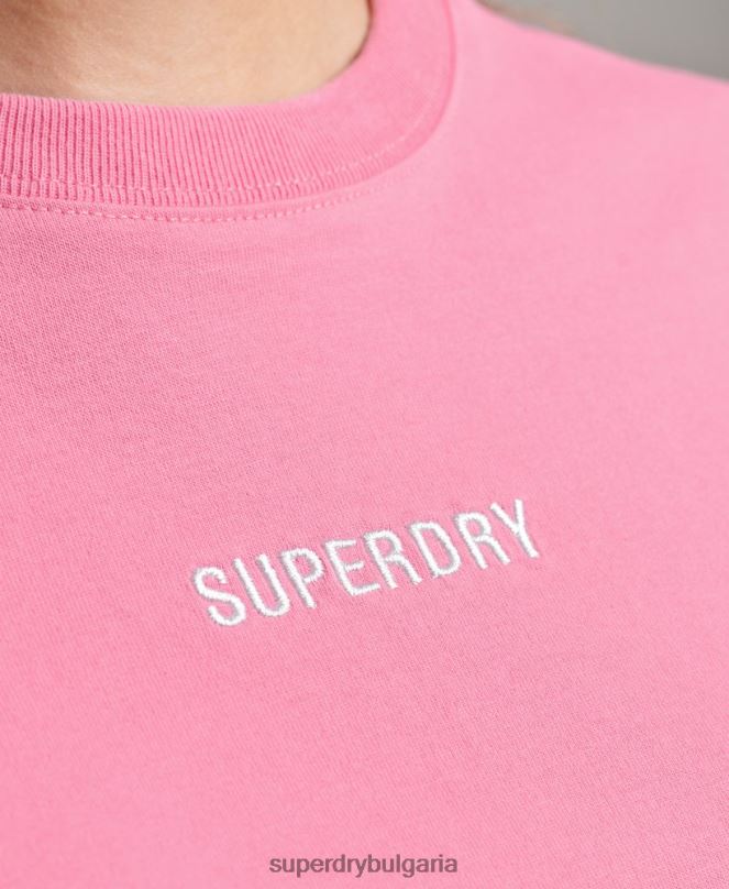 Superdry облекло N00H6227 розово Жени квадратна тениска с бродирано микро лого