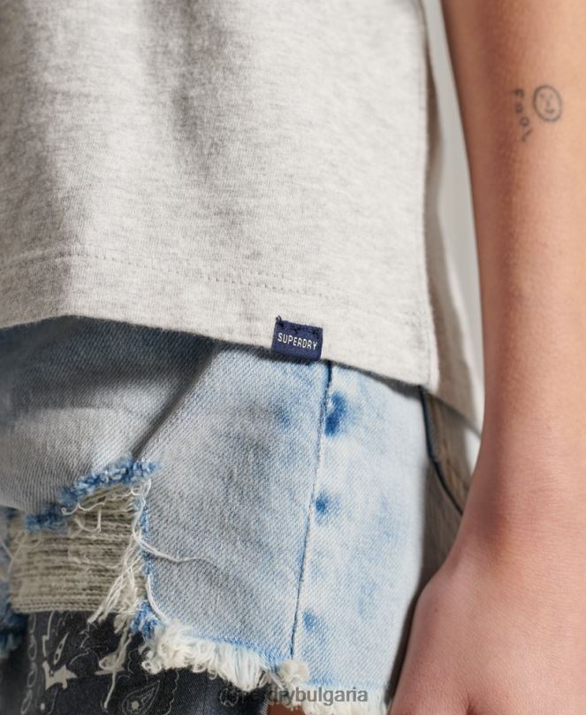 Superdry облекло N00H6228 светло сив Жени тениска от органичен памук