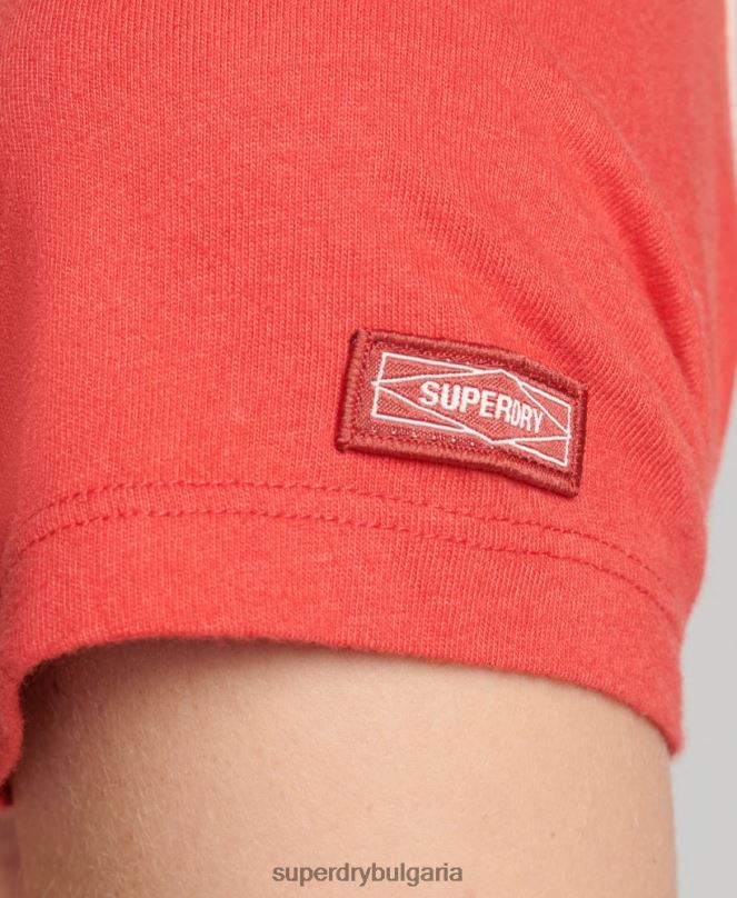 Superdry облекло N00H6232 розово Жени ретро бейзболна малка тениска от органичен памук