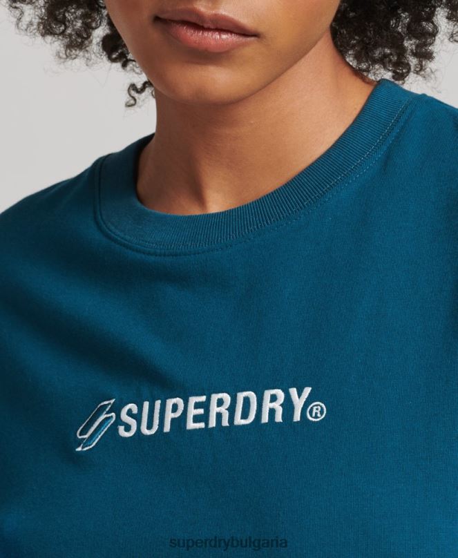 Superdry облекло N00H6234 син Жени широка тениска с апликация на лого