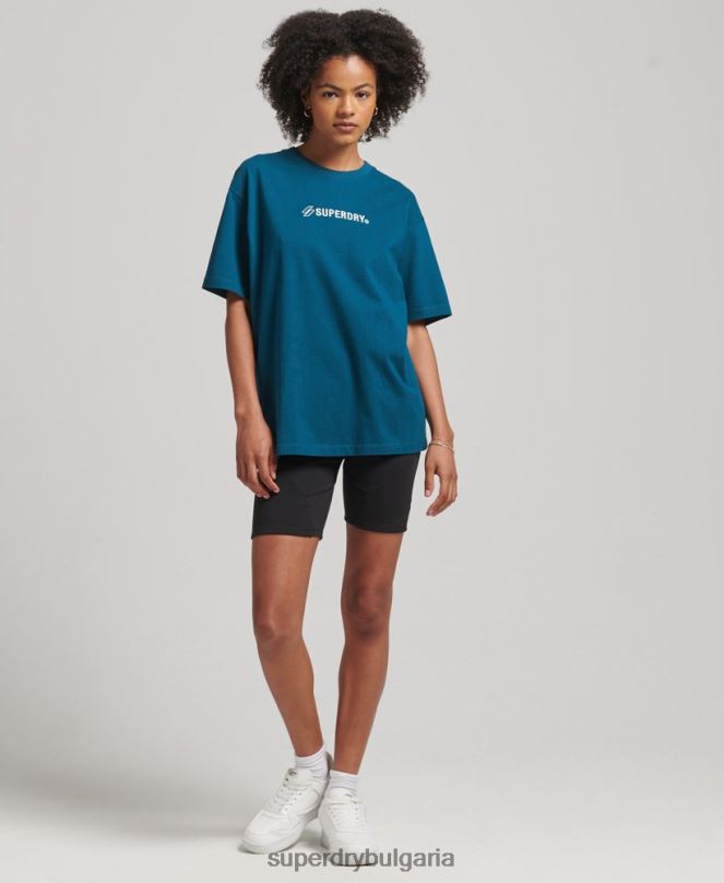 Superdry облекло N00H6234 син Жени широка тениска с апликация на лого