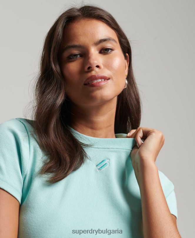 Superdry облекло N00H6236 син Жени кратка тениска с ребра