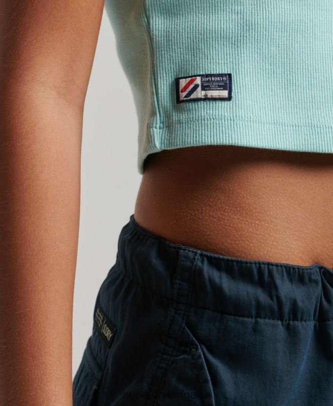 Superdry облекло N00H6236 син Жени кратка тениска с ребра