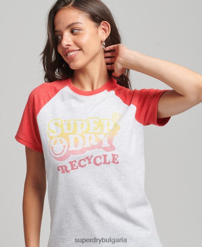 Superdry облекло N00H6237 сиво Жени рециклирана реглан тениска