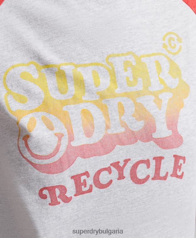 Superdry облекло N00H6237 сиво Жени рециклирана реглан тениска